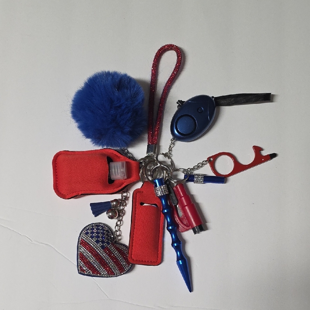 Safety Keychain USA Colors